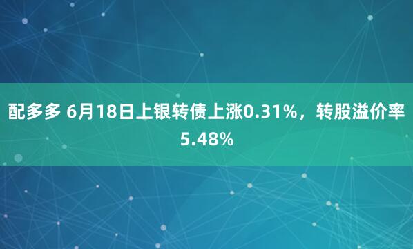 配多多 6月18日上银转债上涨0.31%，转股溢价率5.48%