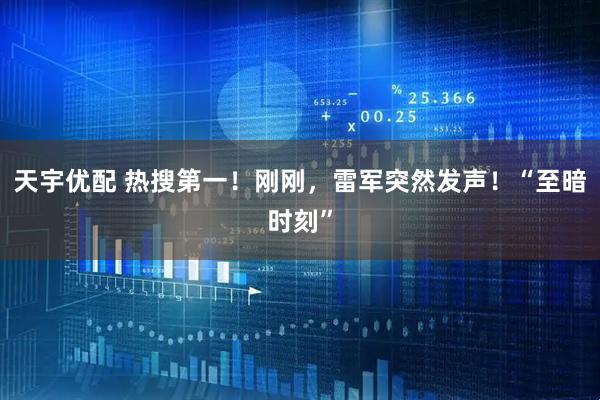天宇优配 热搜第一！刚刚，雷军突然发声！“至暗时刻”
